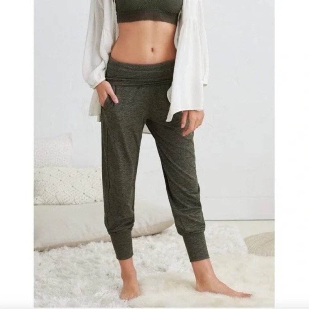 Aerie Fold Over Jogger Pants Green